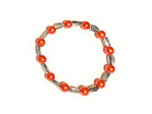 Orange Semiprecious Stone Halloween Themed Stretch Bracelet