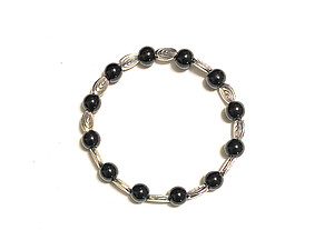 Black Semiprecious Stone Halloween Themed Stretch Bracelet