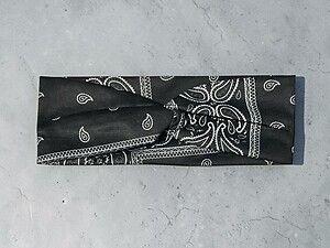 Black Paisley Twisted Knot Cotton Wide Stretch Headband