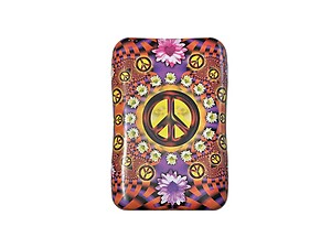 Floral Peace Signs King Size Fashion Tin Box for Cigarettes Cards or Money