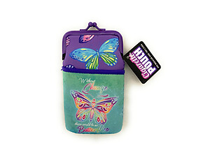 Butterfly Design Neoprene Cigarette Pouch with Snap Clasp Closure