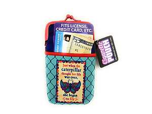 Butterfly Design Neoprene Cigarette Pouch with Snap Clasp Closure