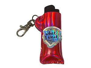 What I Want Vinyl Iridescent Design Lighter Case Keychain With Patch
