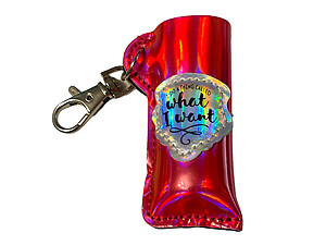 What I Want Vinyl Iridescent Design Lighter Case Keychain With Patch