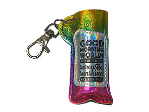 Good Morning Vinyl Iridescent Design Lighter Case Keychain With Patch