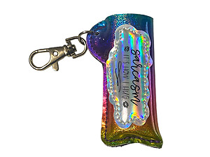 Sarcasm Vinyl Iridescent Design Lighter Case Keychain With Patch