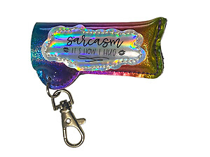 Sarcasm Vinyl Iridescent Design Lighter Case Keychain With Patch