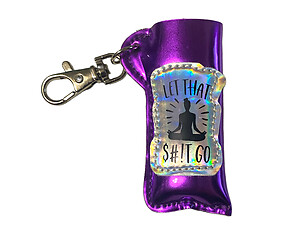Let That Go Vinyl Iridescent Design Lighter Case Keychain With Patch