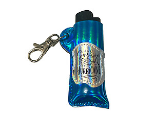 Sunshine Vinyl Iridescent Design Lighter Case Keychain With Patch