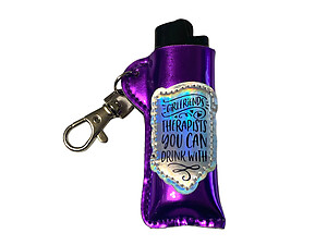 Girlfriends Vinyl Iridescent Design Lighter Case Keychain With Patch