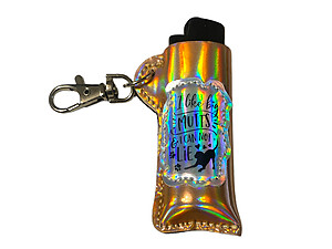 Mutts Vinyl Iridescent Design Lighter Case Keychain With Patch