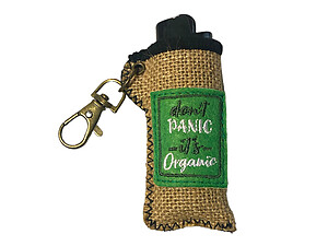 Don't Panic Hemp Design Lighter Case Keychain With Patch