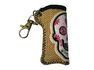 Sugar Skull Hemp Design Lighter Case Keychain With Patch