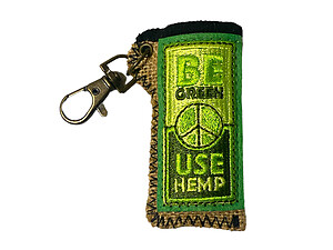 Be Green Hemp Design Lighter Case Keychain With Patch