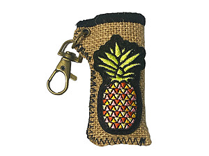 Pineapple Hemp Design Lighter Case Keychain With Patch