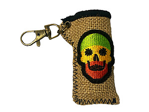 Rasta Skull Hemp Design Lighter Case Keychain With Patch