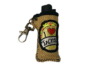 Tacos Hemp Design Lighter Case Keychain With Patch
