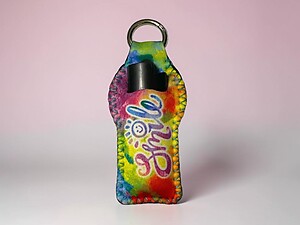Smile Neoprene Carabiner Keychain Lighter Case / Lip Balm Holder