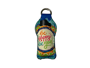 Be Happy Neoprene Carabiner Keychain Lighter Case / Lip Balm Holder