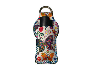 Butterfly Neoprene Carabiner Keychain Lighter Case / Lip Balm Holder