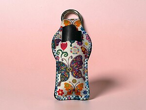 Butterfly Neoprene Carabiner Keychain Lighter Case / Lip Balm Holder
