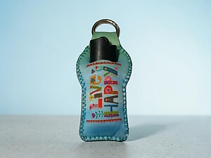 Live Happy Neoprene Carabiner Keychain Lighter Case / Lip Balm Holder