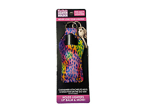 Animal Print Neoprene Carabiner Keychain Lighter Case / Lip Balm Holder