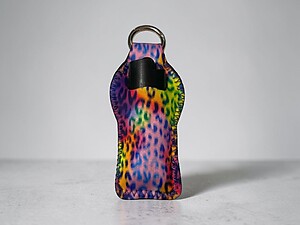 Animal Print Neoprene Carabiner Keychain Lighter Case / Lip Balm Holder