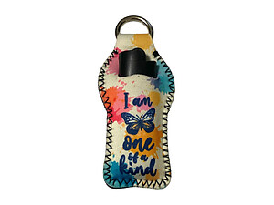 One Of A Kind Neoprene Carabiner Keychain Lighter Case / Lip Balm Holder