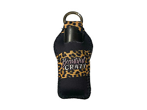 Beautiful Crazy Neoprene Carabiner Keychain Lighter Case / Lip Balm Holder