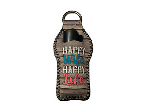 Happy Wife Neoprene Carabiner Keychain Lighter Case / Lip Balm Holder