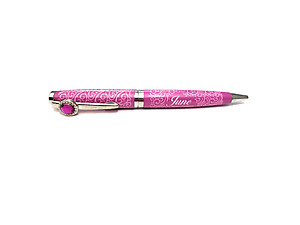 June Colorful Ballpoint Pen w/ Birthstone Emblem on Clip Pen ~ Gift Boxed