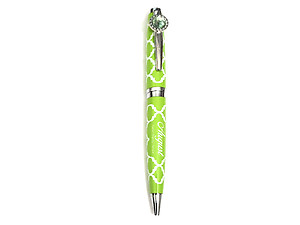 August Colorful Ballpoint Pen w/ Birthstone Emblem on Clip Pen ~ Gift Boxed