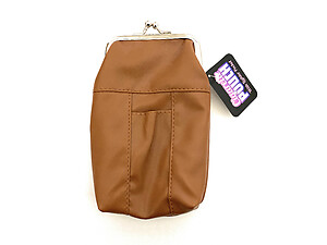 Light Brown Vinyl Cigarette Pouch Pack Holder with Lighter Pocket