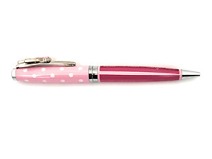 Colorful Ballpoint Pen with Pink Ribbon Emblem on Clip Gift Pen w/ Gift Pouch