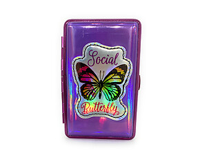 Vinyl Iridescent Design Double Sided Wallet or Cigarette Case for 100s