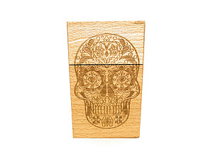 Laser Etched Wood Design Hard Case Cigarette Pack Holder Fits Kings