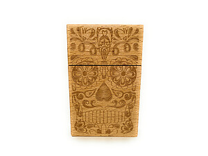 Laser Etched Wood Design Hard Case Cigarette Pack Holder Fits Kings