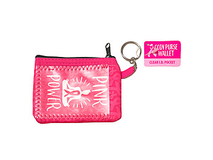 Breast Cancer Awareness Neoprene I.D. Wallet Coin Purse w/ Key Ring