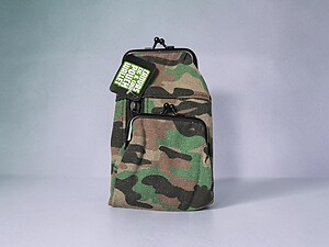 Green Camouflage Canvas Cigarette Pouch Wallet with Snap Clasp Closure