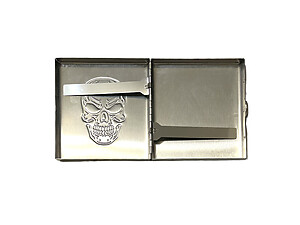 Silver Skull Stainless Steel Cigarette Case for Kings