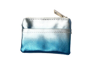 Blue Ombre Key Ring Coin Purse with Outside Pocket
