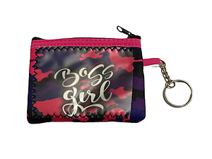 Boss Girl Colorful & Fun Neoprene Wallet Coin Purse w/ Key Ring