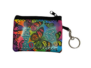 Pretty To See Colorful & Fun Neoprene Wallet Coin Purse w/ Key Ring