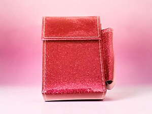 Red Kingsize Glitter Cigarette Case With Lighter Pouch