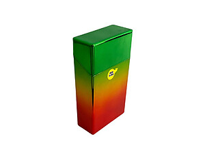 Green/Red Metallic Hard Plastic Cigarette Case Pack Holder Fits 100's