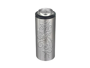 12 oz Silver Butterfly Roughneck Stainless Steel Can Cooler Slim Can Insulator