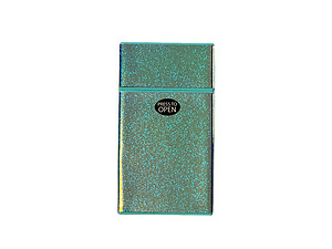 Iridescent Hard Plastic Cigarette Case Pack Holder Fits 100's w/ Card Pocket In Rear