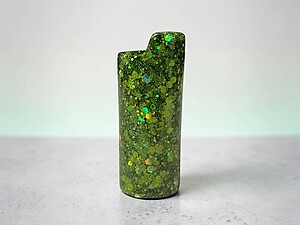 Green Glitter Shell Lighter Case Cover Holder Fits Bic Lighters