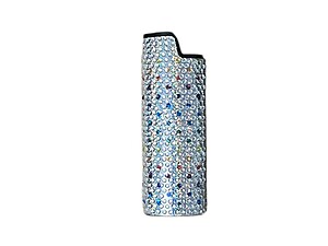 Clear Rhinestone Metal Shell Lighter Case Cover Holder Fits Bic Lighters